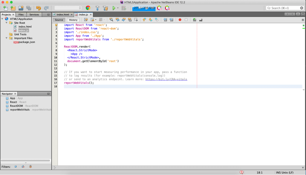 NetBeans code editor