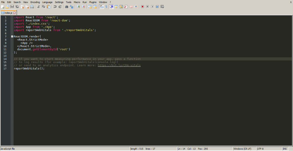 Notepad++ code editor