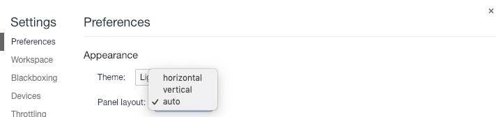 Dev Tools panel layout