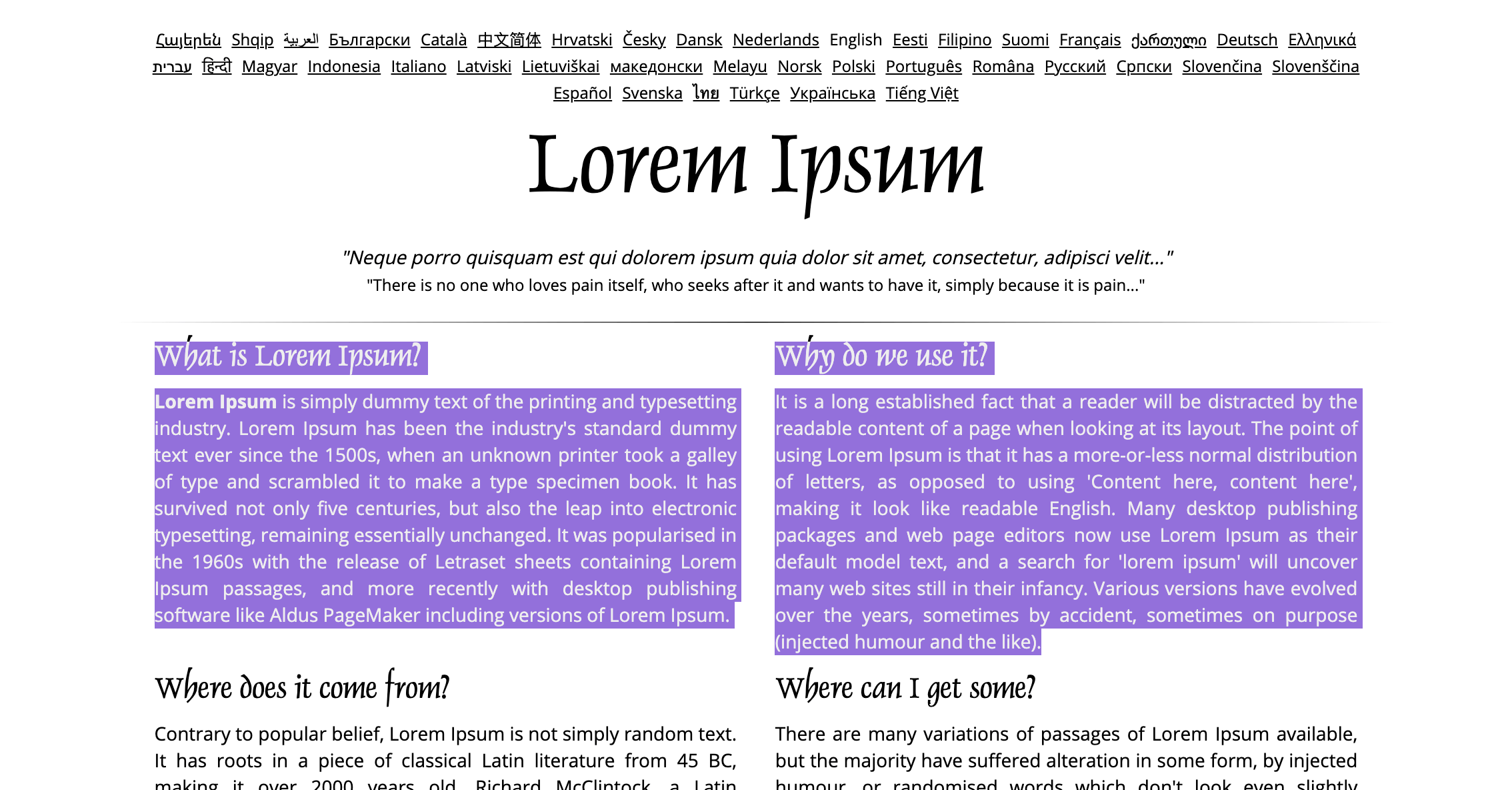 Document text selection color