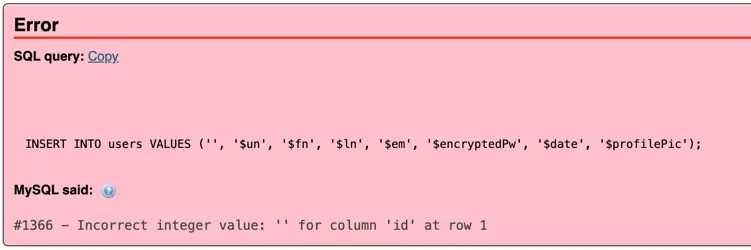 MySQL type error