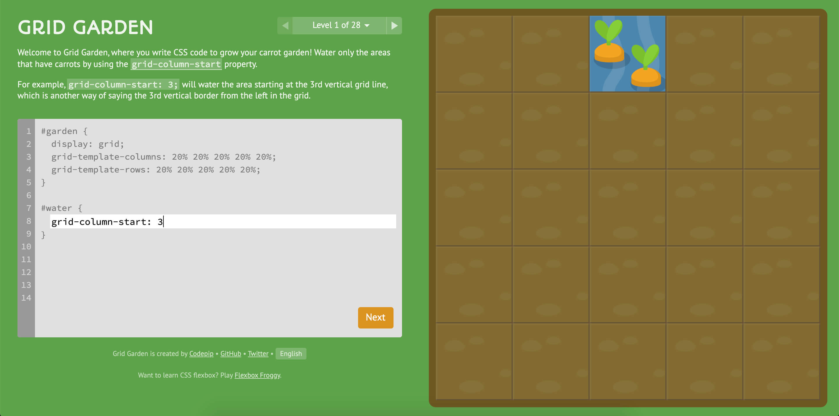 Grid garden game