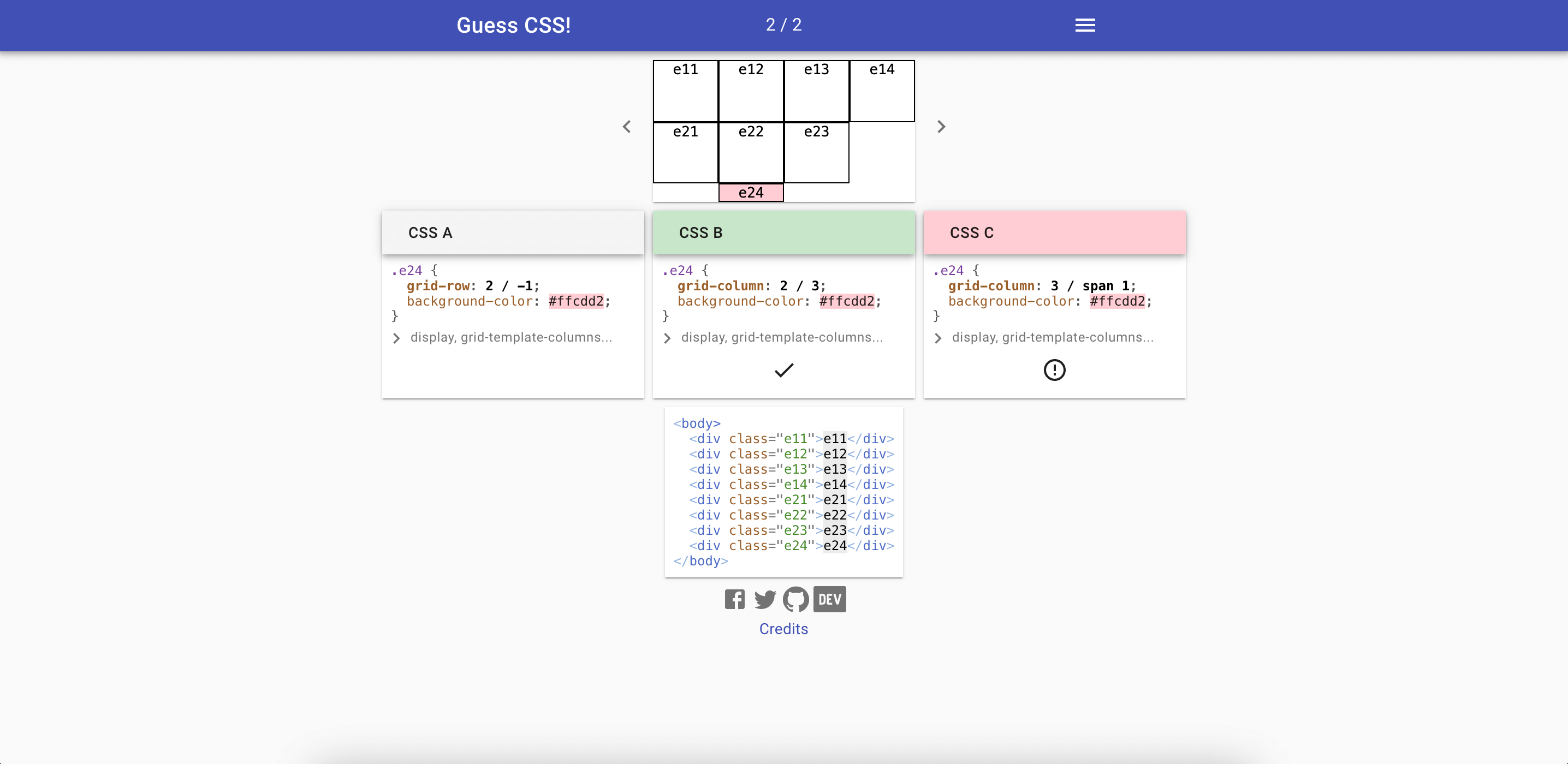 Guess CSS game