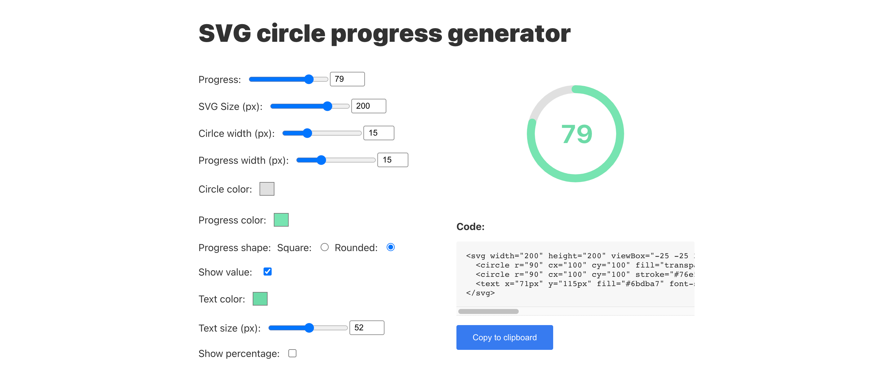 SVG circle progress generator tool
