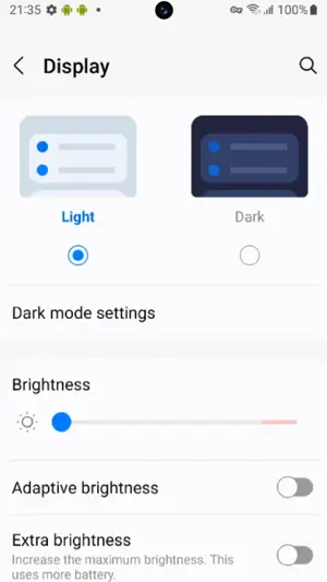 Color theme settings on an Android